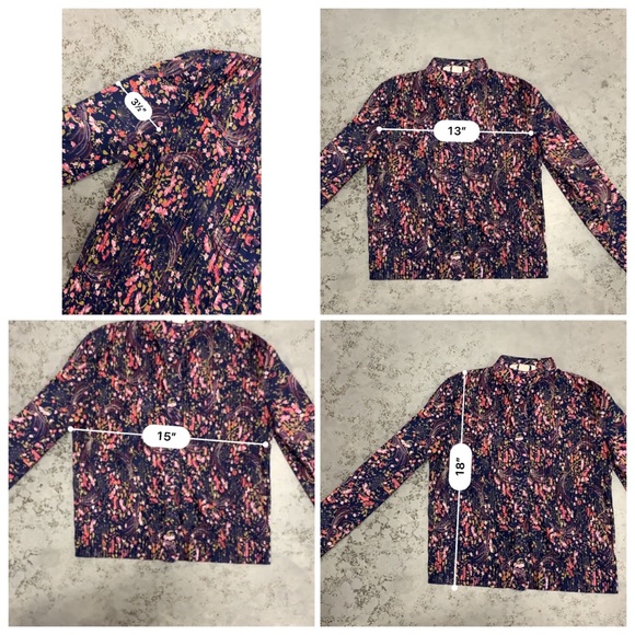 P.C.F Petite vintage floral print blue blouse - Picture 10 of 10